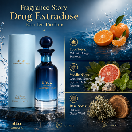 Fragrance Story Drug Extradose Eau De Parfum Spray For Men 3.4 Ounce