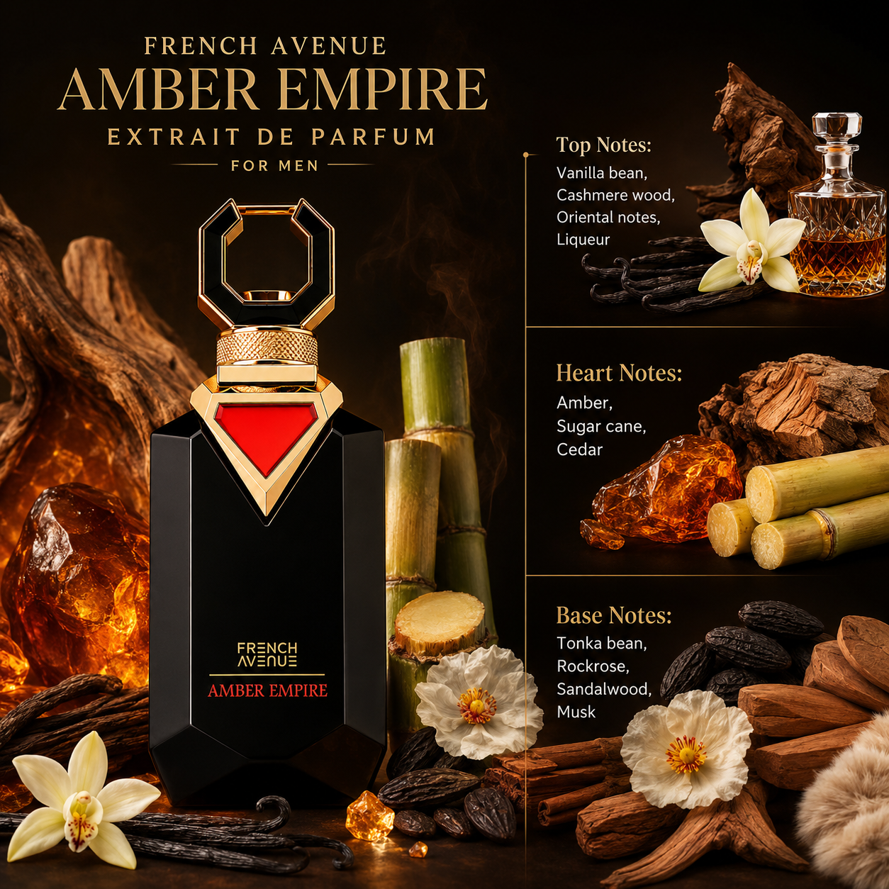 French Avenue Amber Empire Extrait De Parfum Spray for Men, 3.4 Ounce