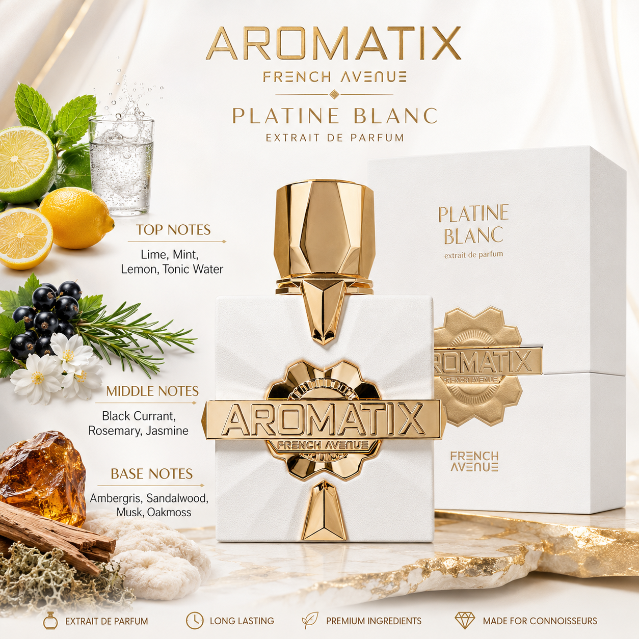 French Avenue Aromatix Platine Blanc Extrait De Parfum Spray for Unisex, 3.4 Ounce