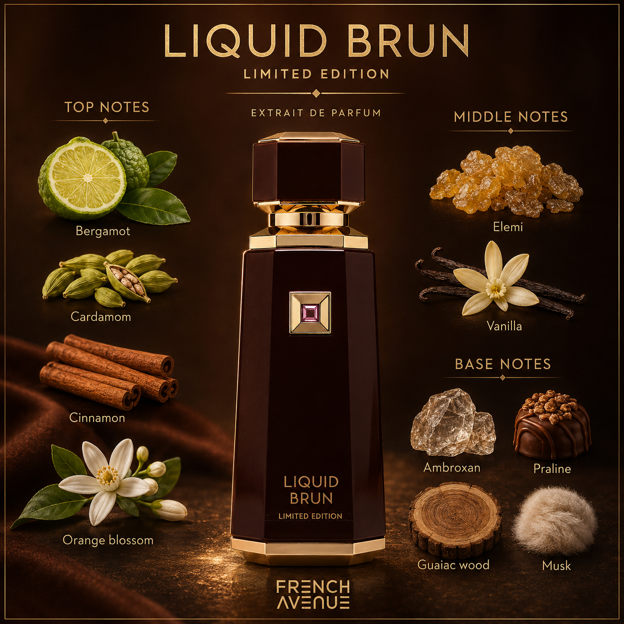 French Avenue Liquid Brun Limited Edition Extrait De Parfum Spray for Men, 150 ML