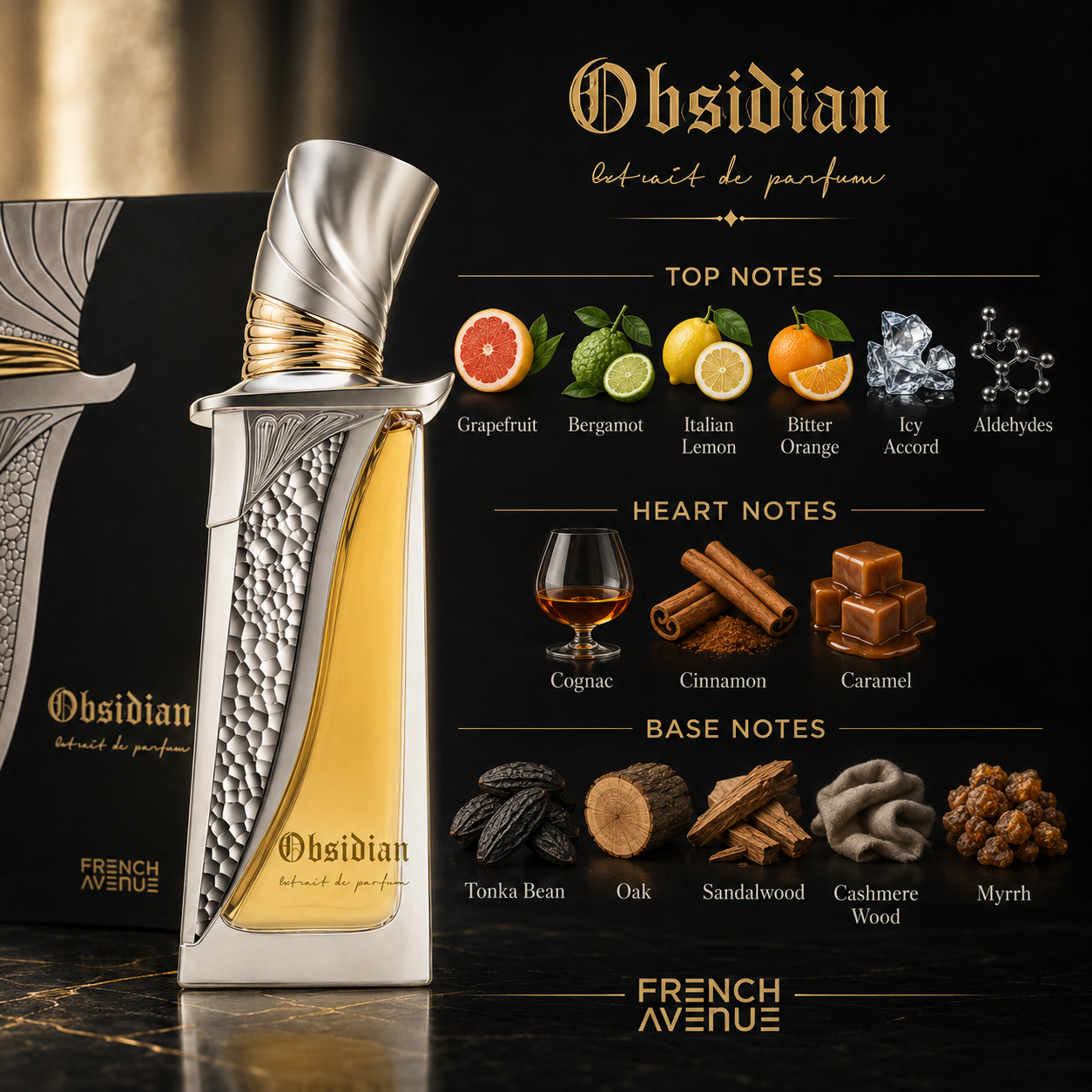 French Avenue Obsidian Extrait De Parfum Spray for Unisex, 3.4 Ounce