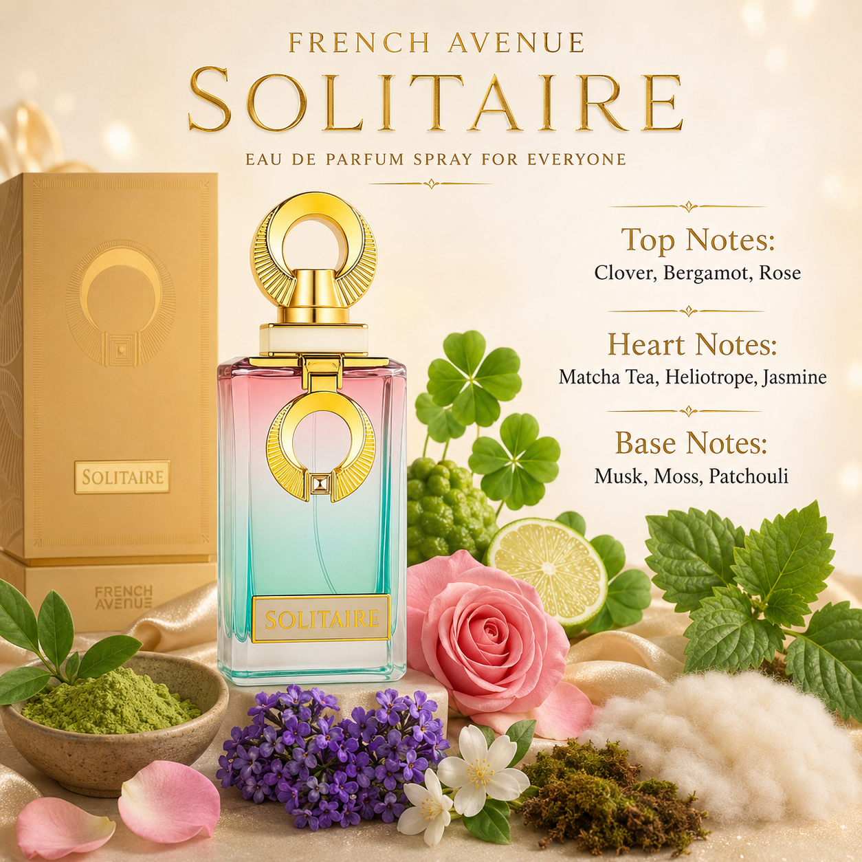 French Avenue Solitaire Eau de Parfum Spray for Unisex, 3.4 Ounce