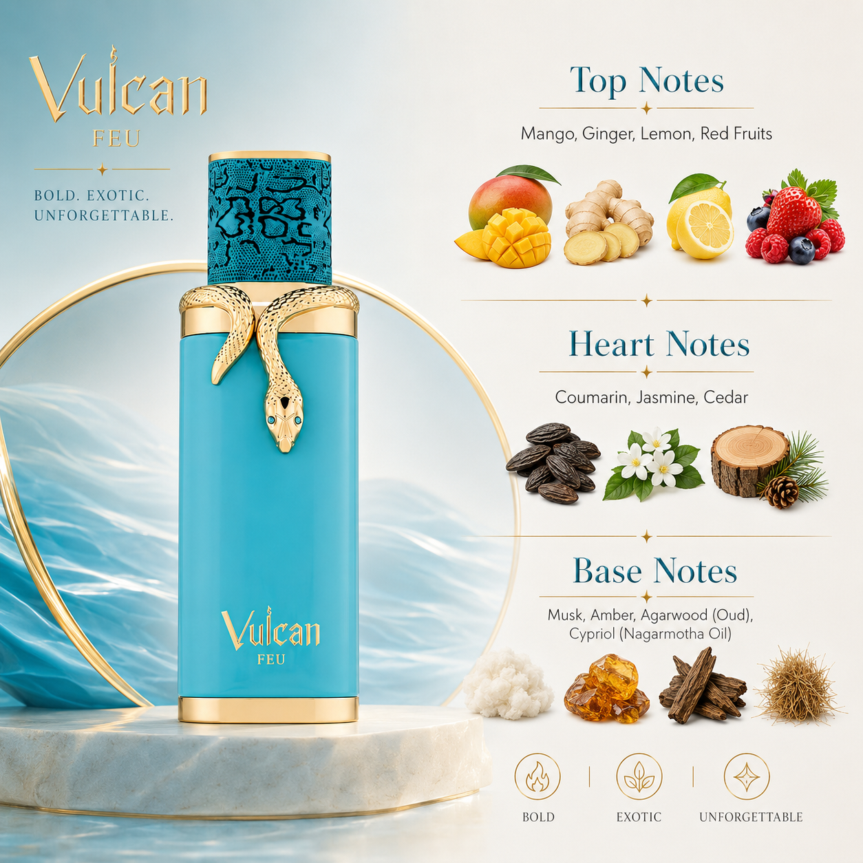 French Avenue Vulcan Feu Eau De Parfum Spray for Unisex, 3.4 Ounce