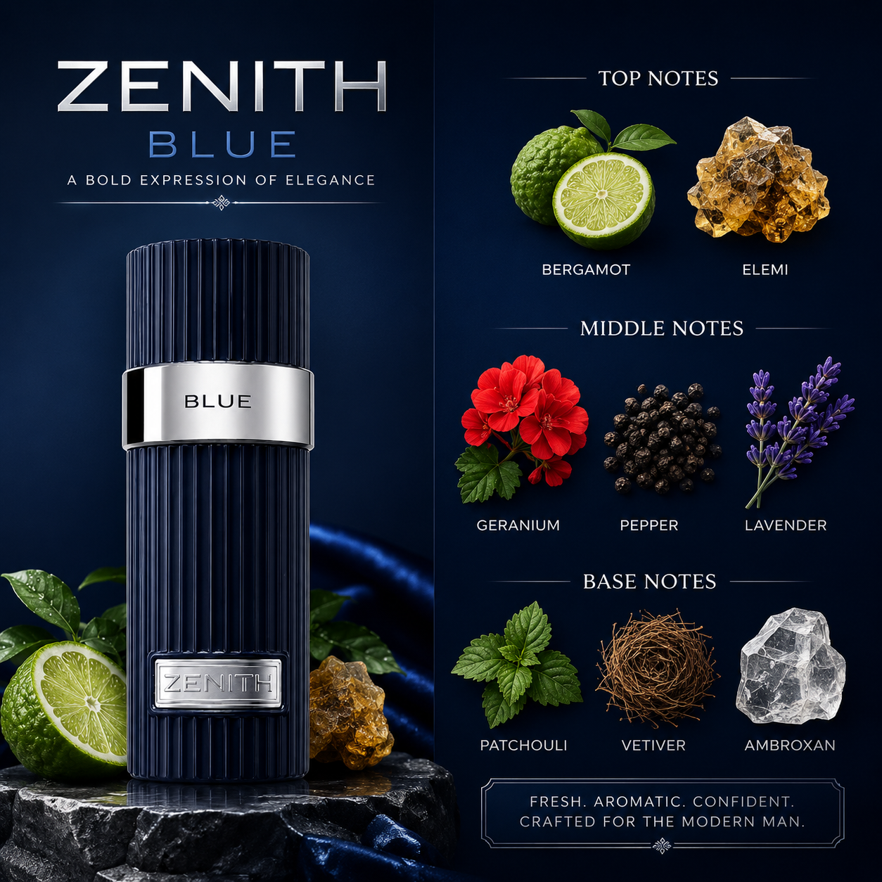 French Avenue Zenith Blue Extrait De Parfum Spray for Men, 3.4 Ounce
