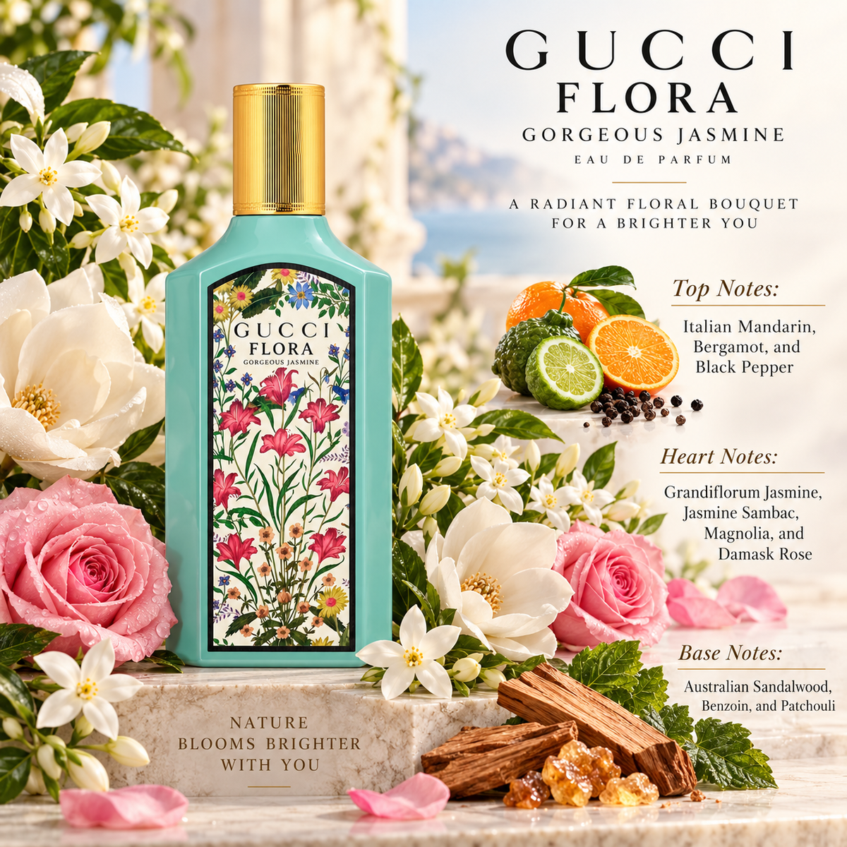 Gucci Flora Gorgeous Jasmine Eau de Parfum for Women, 3.4 Ounce