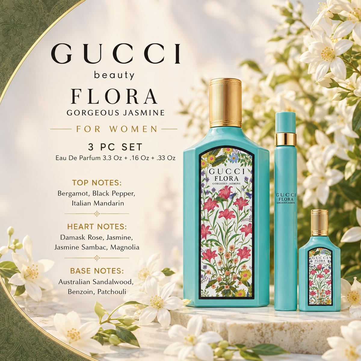 Gucci Flora Gorgeous Jasmine 3-Piece Gift Set for Women