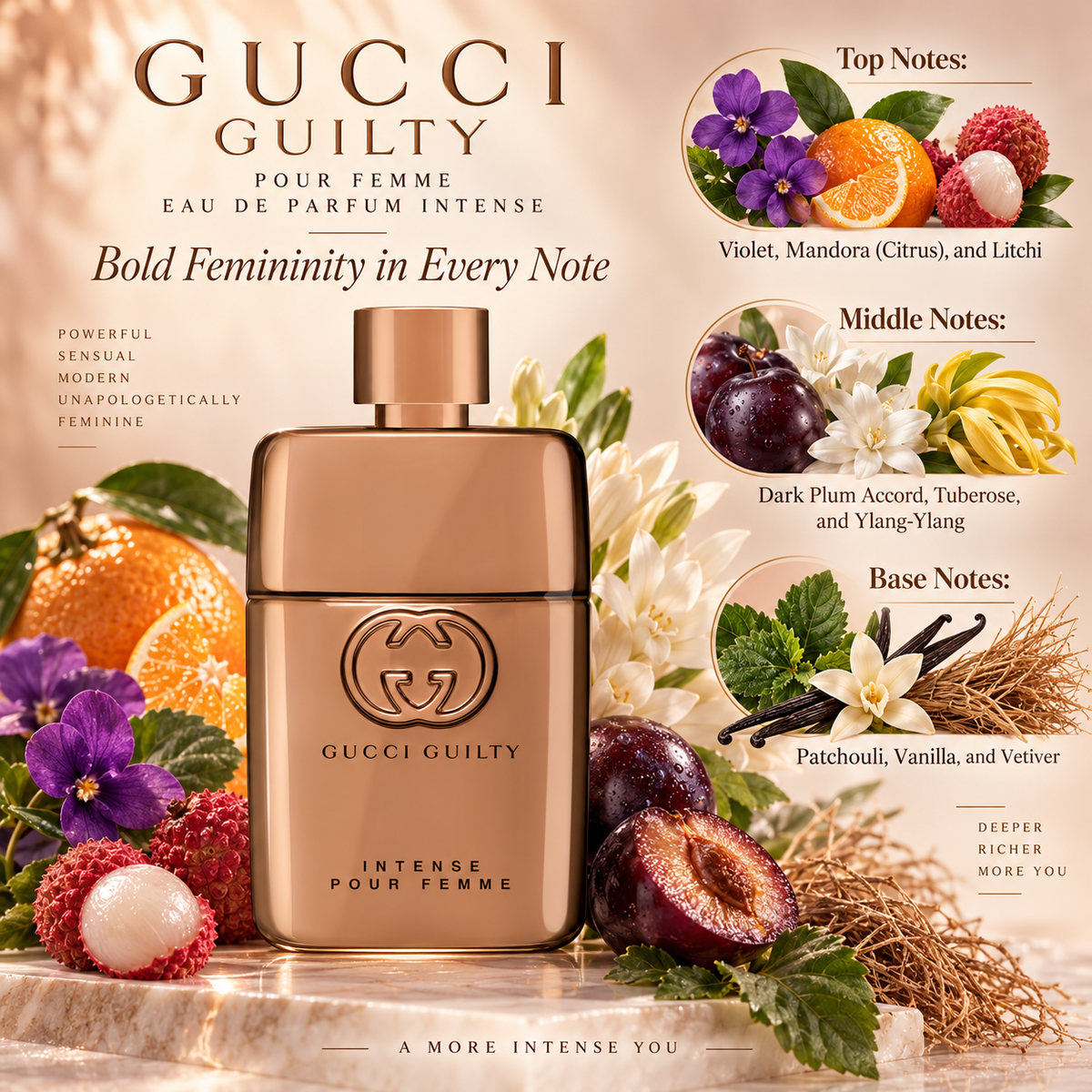 Gucci Guilty Pour Femme Eau de Parfum Intense for Women, 3.0 Ounce