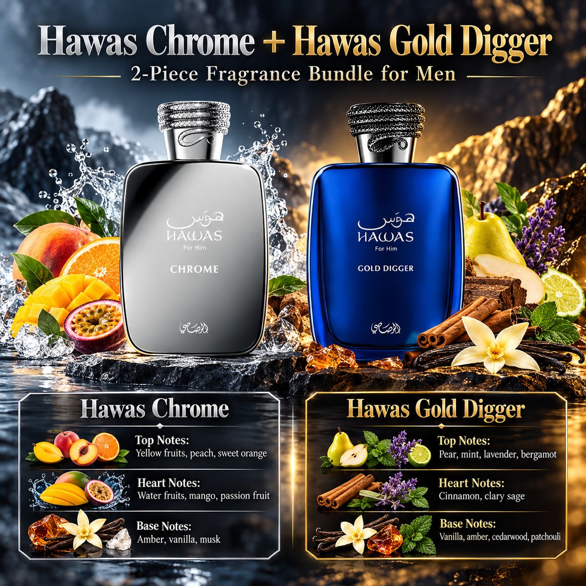 Hawas Chrome & Hawas Gold Digger Bundle for Men, image 4