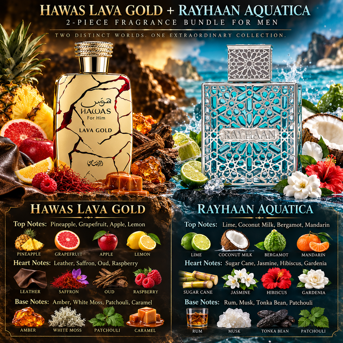Hawas Lava Gold & Rayhaan Aquatica Bundle for Men, image 4