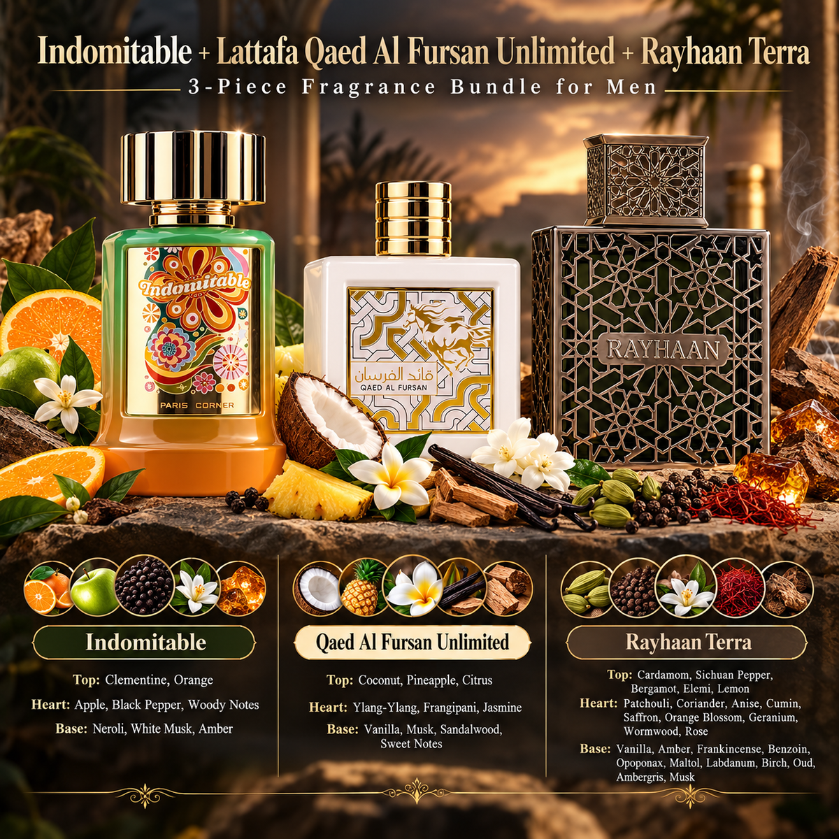 Indomitable & Lattafa Qaed Al Fursan Unlimited Bundle for Men, image 4