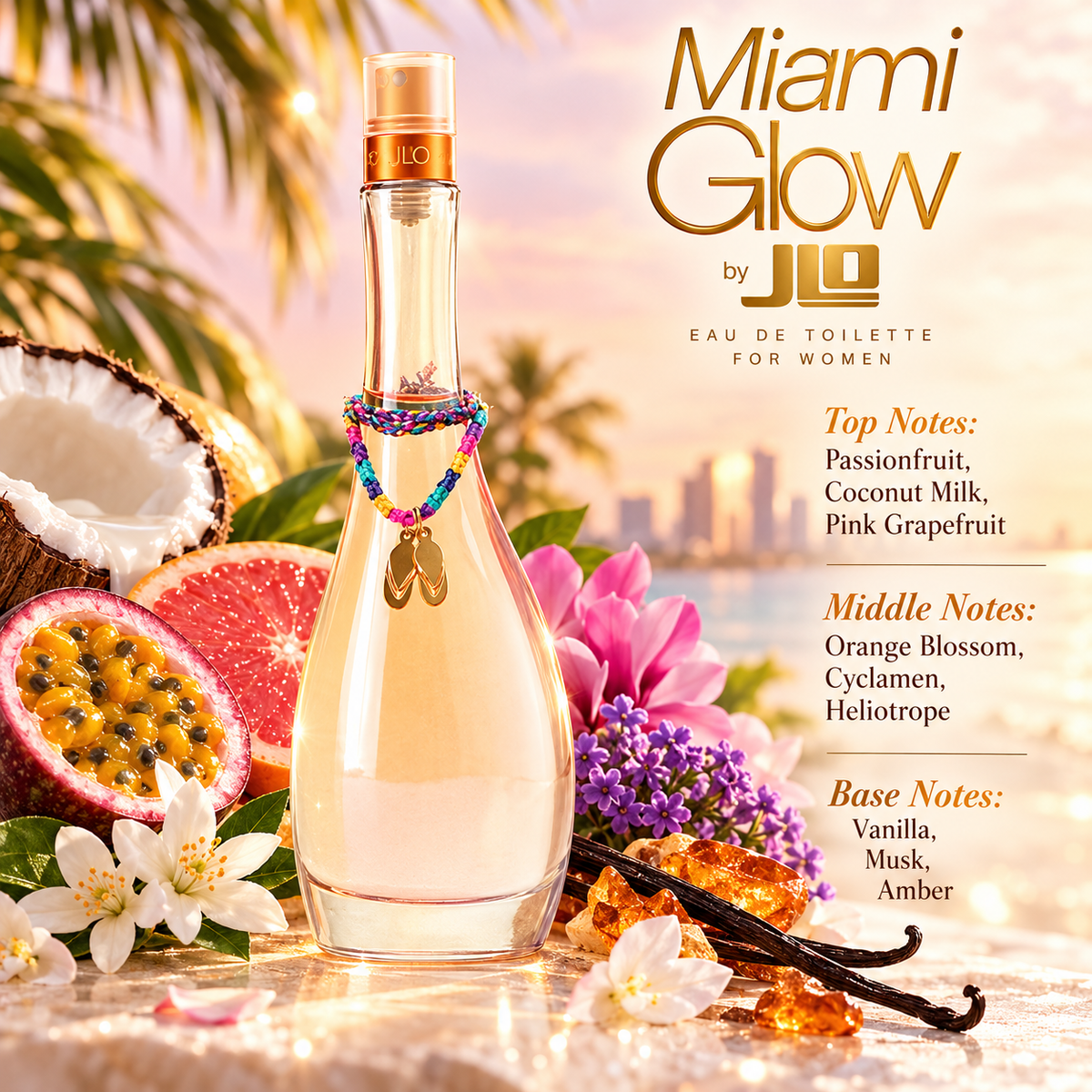 JLo Miami Glow Eau de Toilette for Women 3.4 Ounce