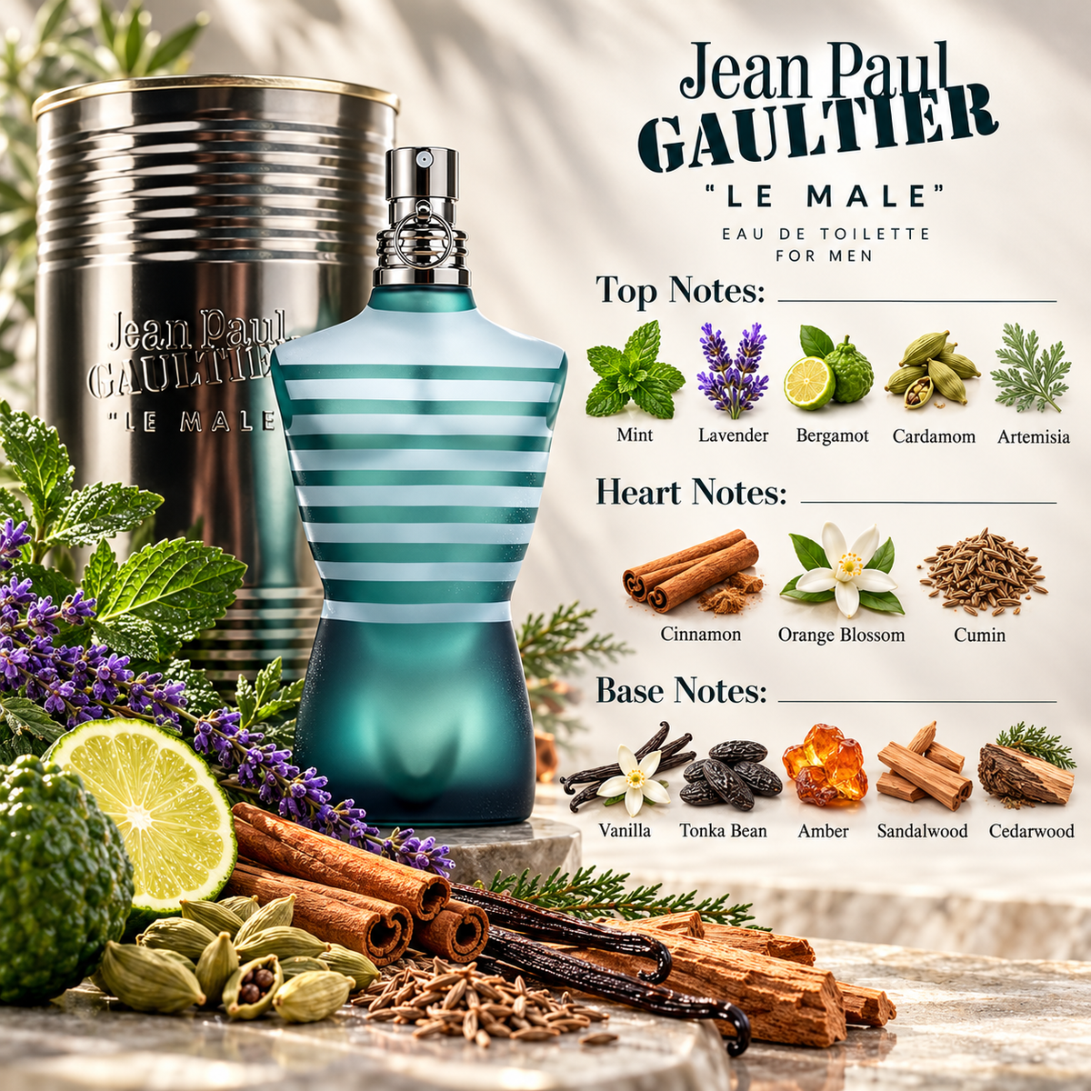 Jean Paul Gaultier Le Male Eau de Toilette for Men 2.5 Ounce