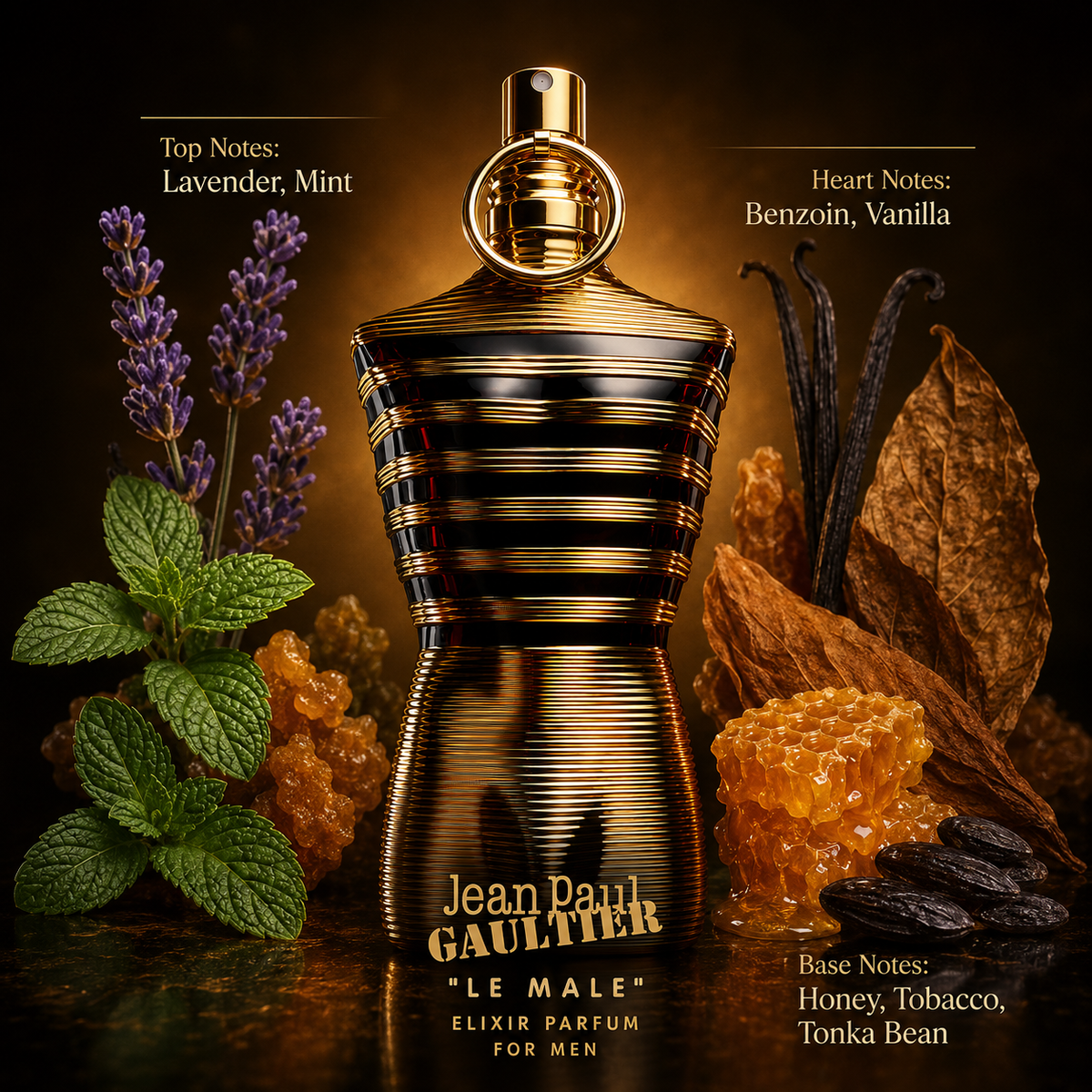 Jean Paul Gaultier Le Male Elixir Parfum for Men 2.5 Ounce