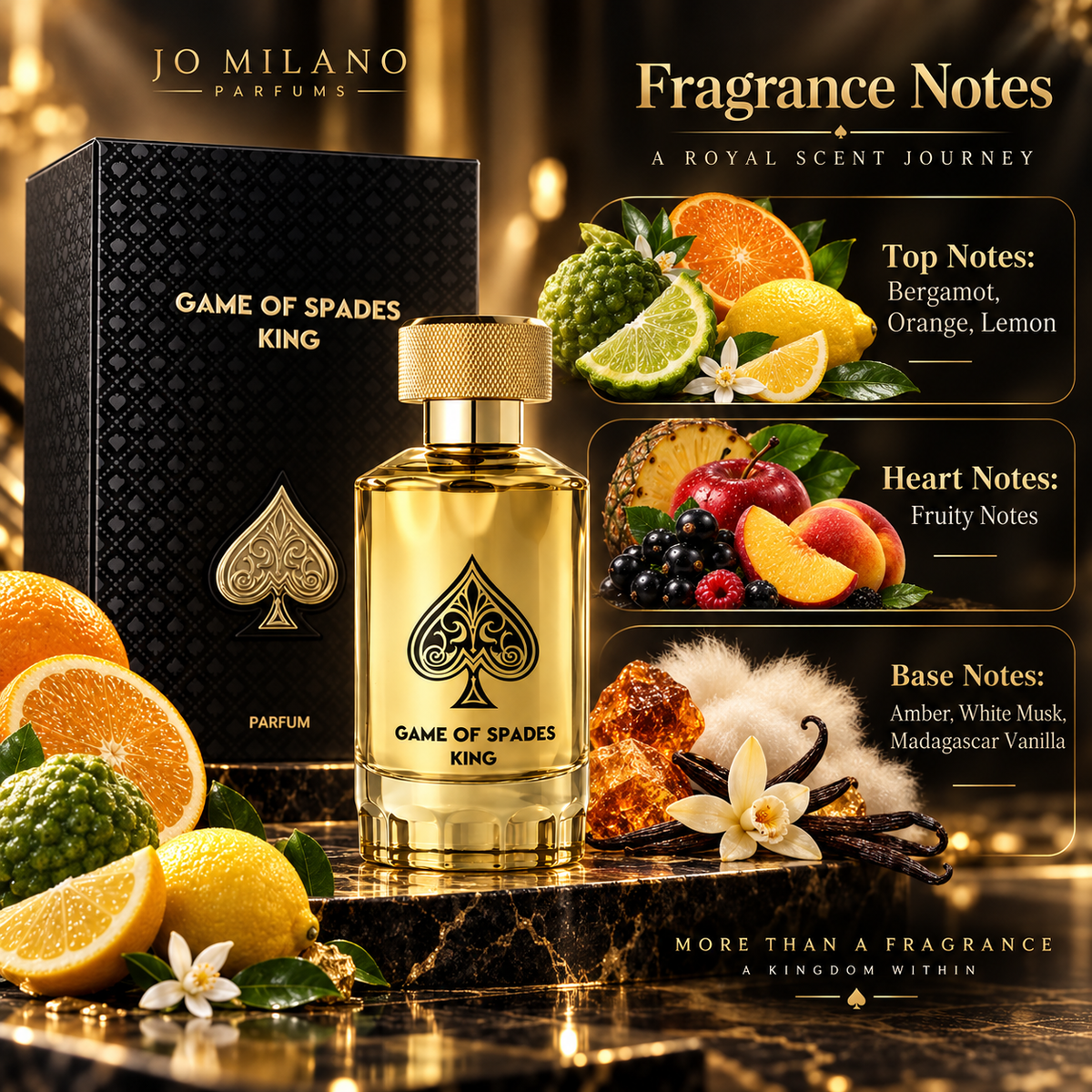 Jo Milano Game of Spades King Parfum for Unisex 3.4 Ounce
