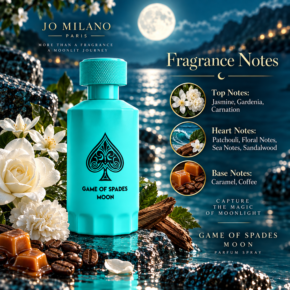 Jo Milano Game of Spades Moon Parfum for Unisex 3.4 Ounce