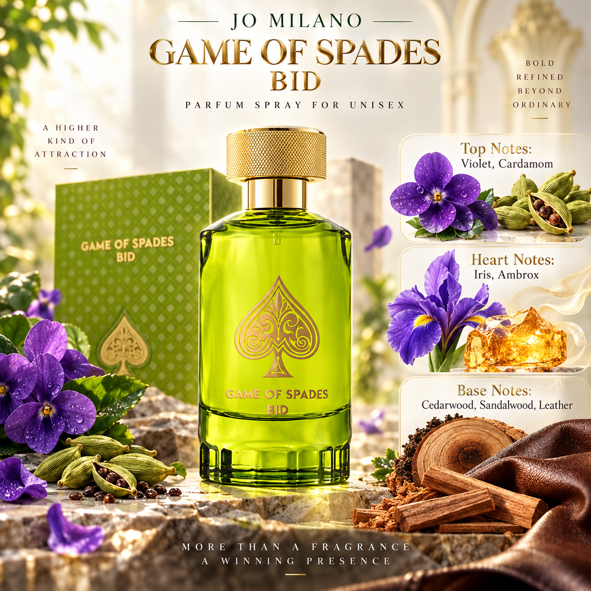 Jo Milano Game of Spades Bid Parfum for Unisex 3.4 Ounce