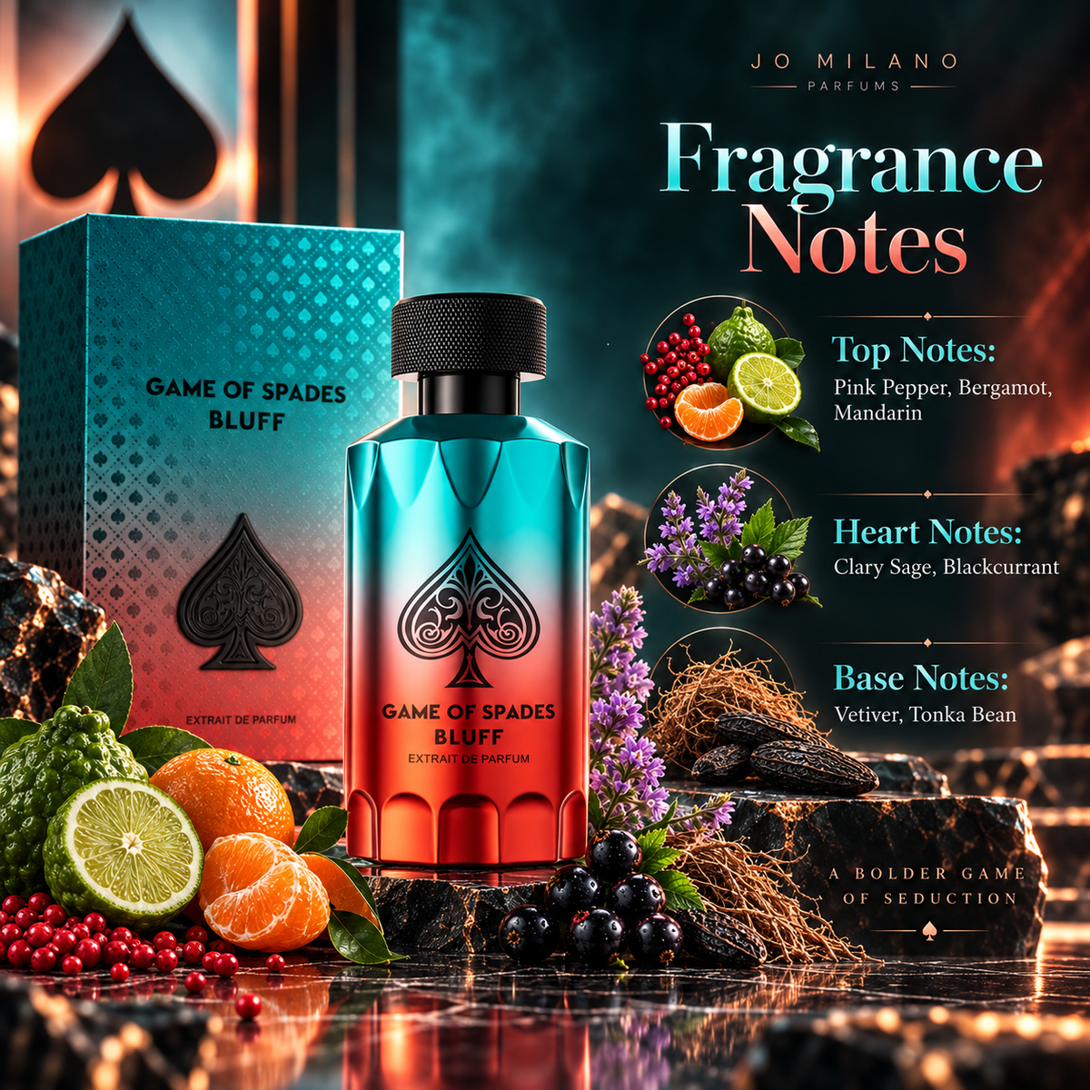 Jo Milano Game of Spades Bluff Extrait de Parfum for Unisex 3.4 Ounce