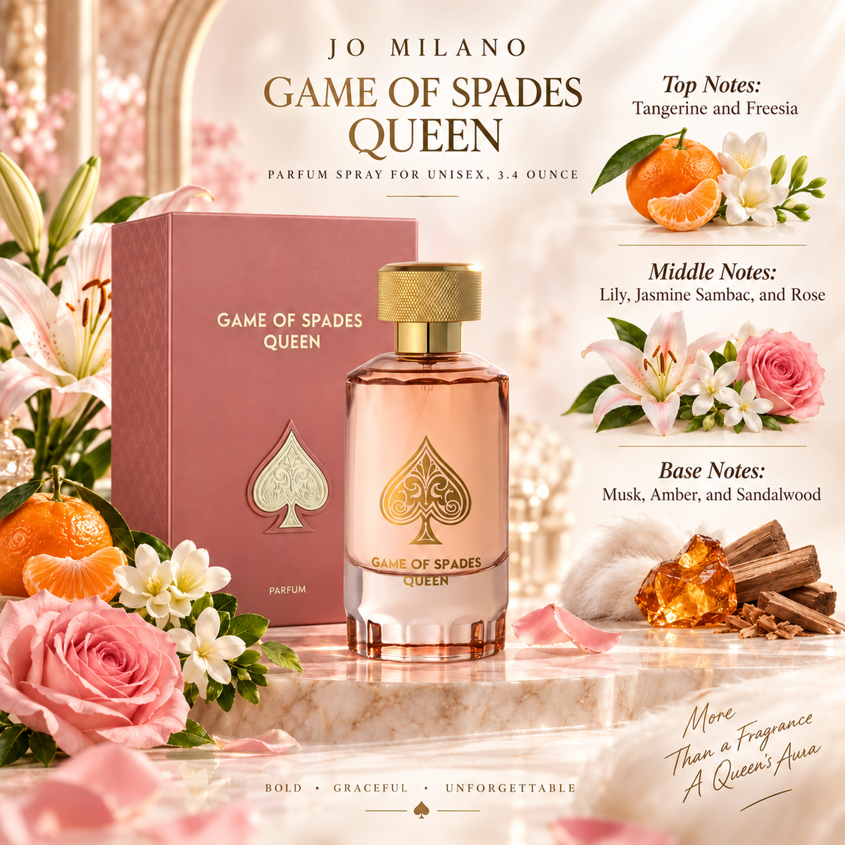 Jo Milano Game of Spades Queen Parfum for Women 3.4 Ounce