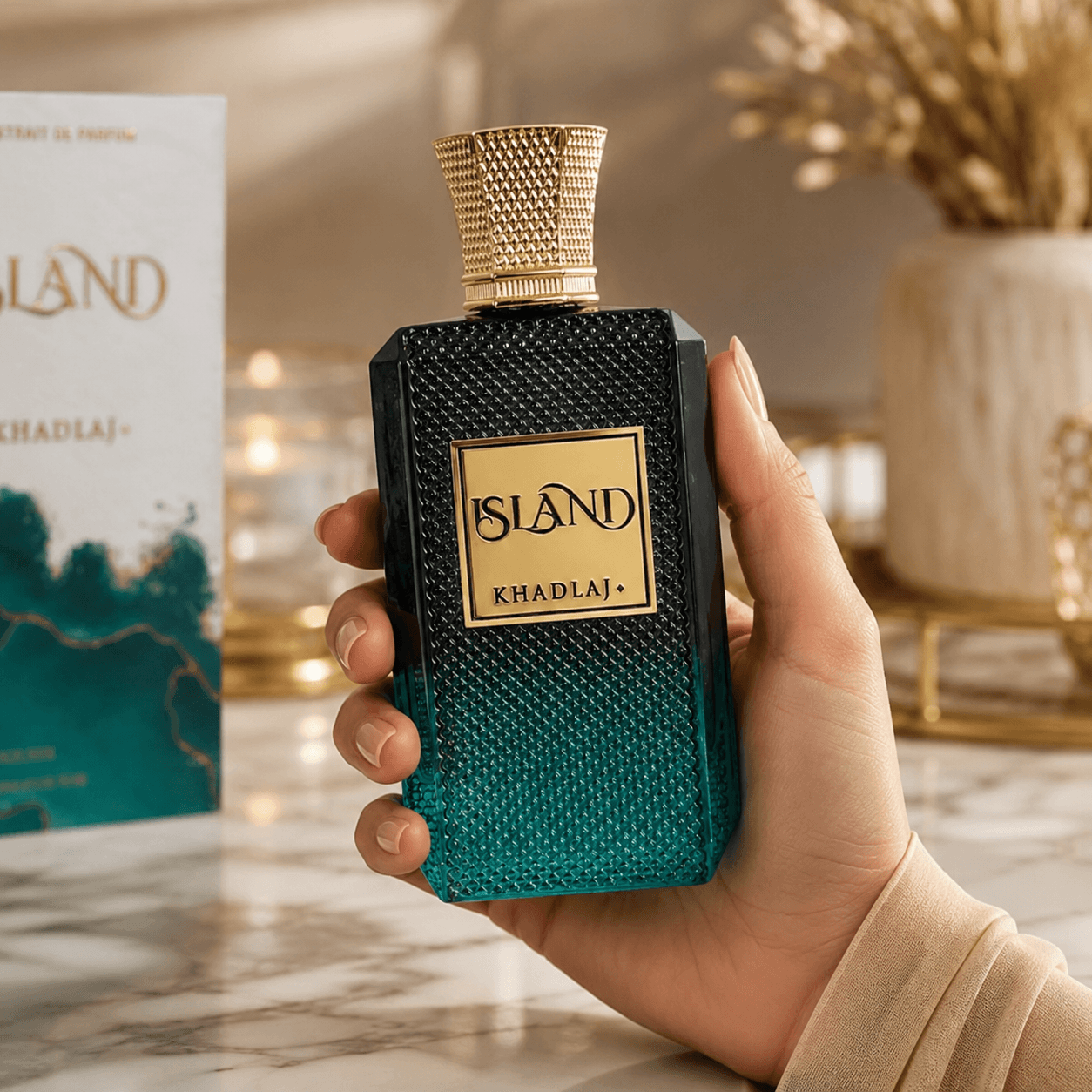 Khadlaj Island unisex perfume in a tropical beach fragrance setting