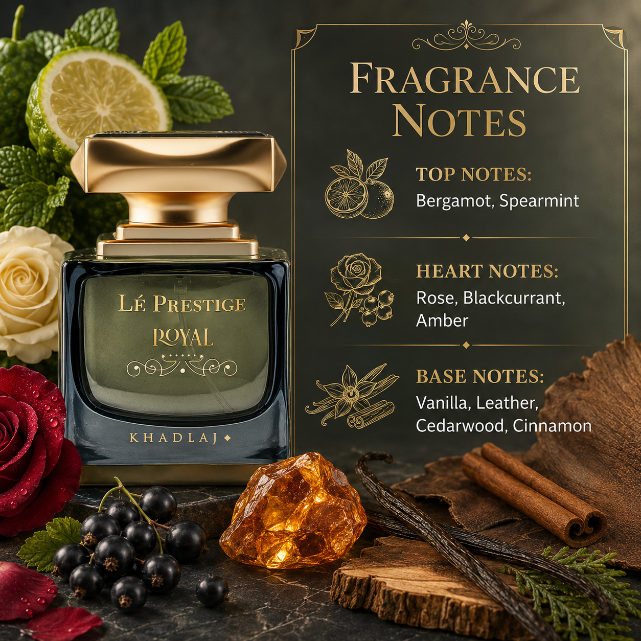 Khadlaj Lé Prestige Royal Eau de Parfum Spray for Unisex, 3.4 Ounce