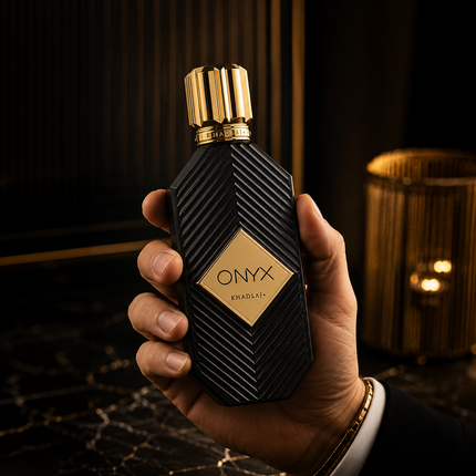 Khadlaj Onyx Gold Eau de Parfum Spray for Unisex, 3.4 Ounce