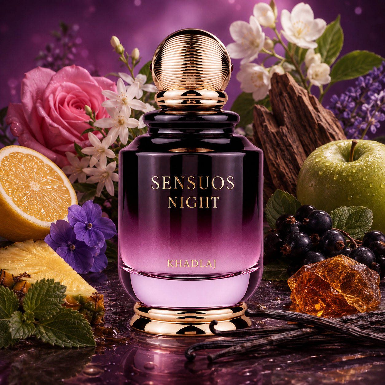 Khadlaj Sensuos Night Eau de Parfum for Unisex, 3.4 Ounce