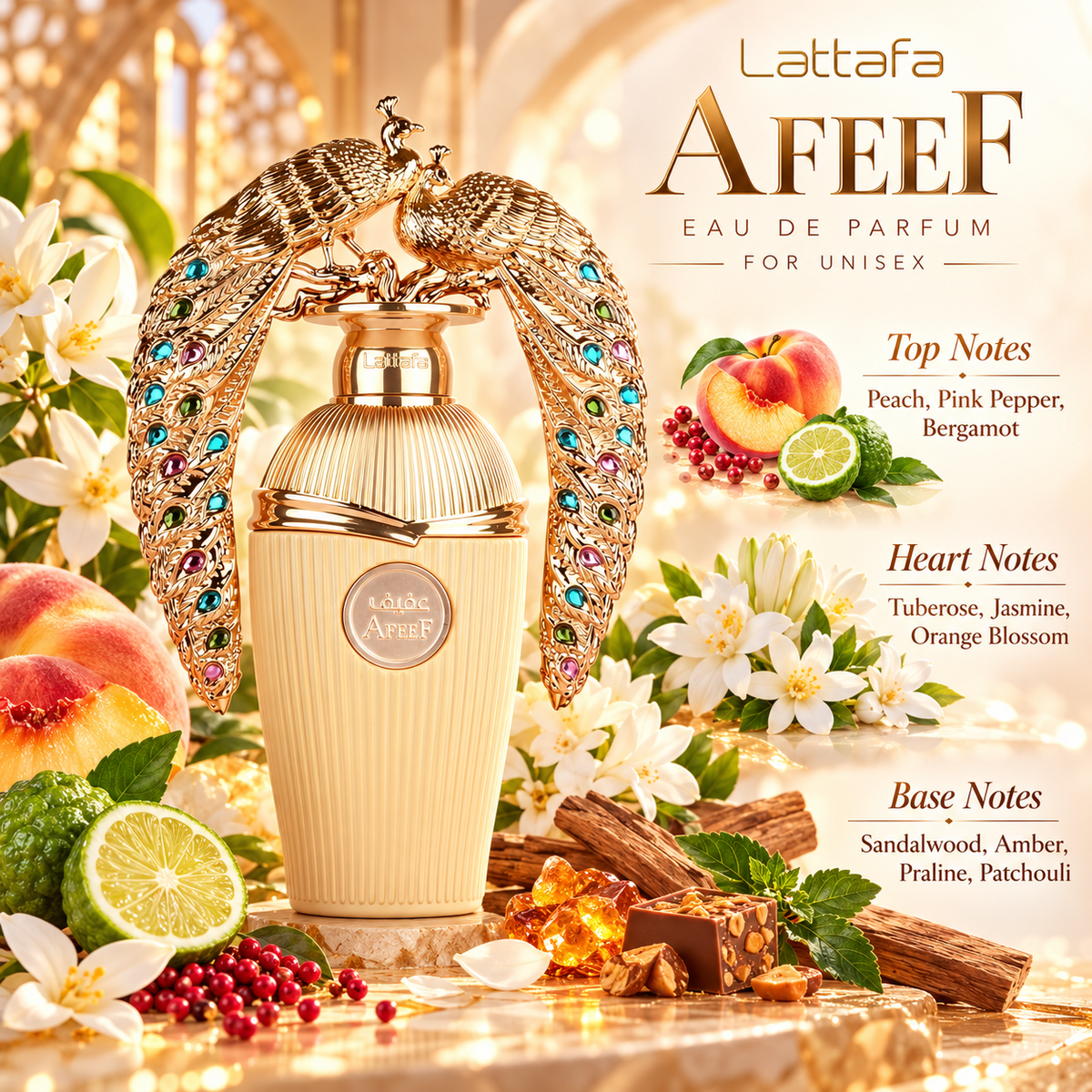 Lattafa Afeef Eau de Parfum for Men 3.4 Ounce