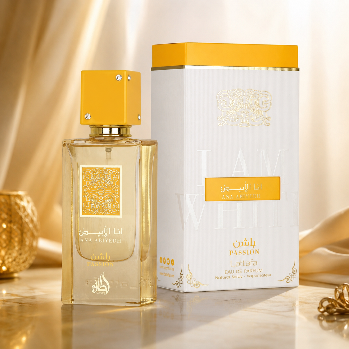 Lattafa Ana Abiyedh Passion Arabian fragrance styled with Bergamot, Mahonial and Vanilla Ambrofix accents