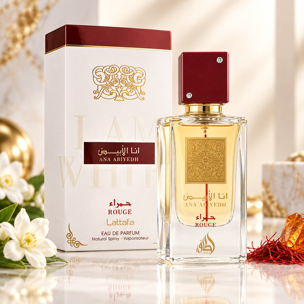 Lattafa Ana Abiyedh Rouge Eau de Parfum for Unisex, 2.0 Ounce