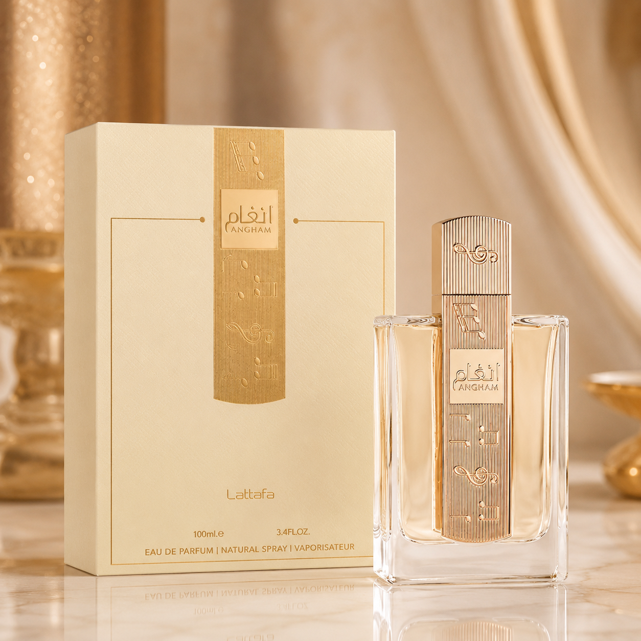 Lattafa Angham Eau de Parfum Spray for Unisex, 3.40 Ounce