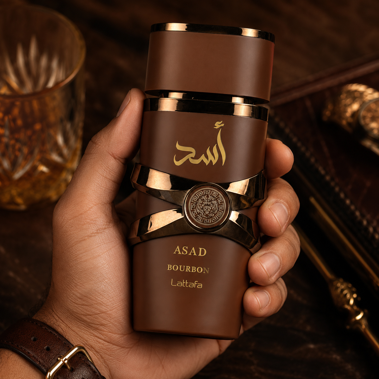 Lattafa Asad Bourbon for Unisex Eau de Parfum Spray, 3.4 Ounce