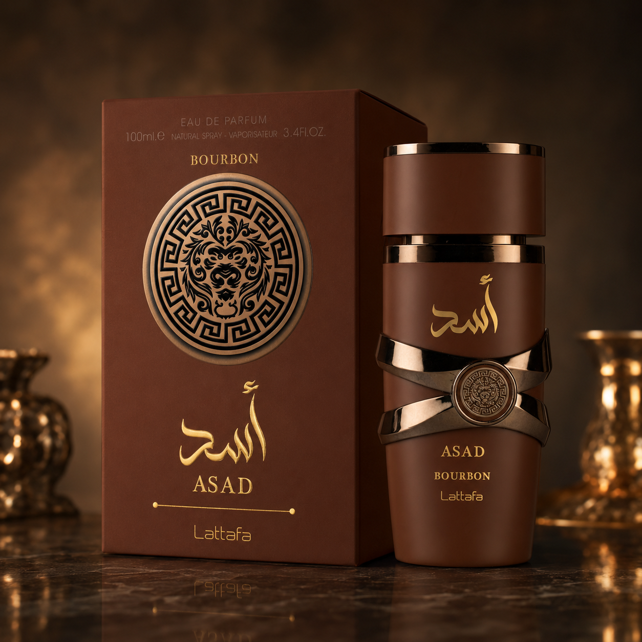 Lattafa Asad Bourbon for Unisex Eau de Parfum Spray, 3.4 Ounce