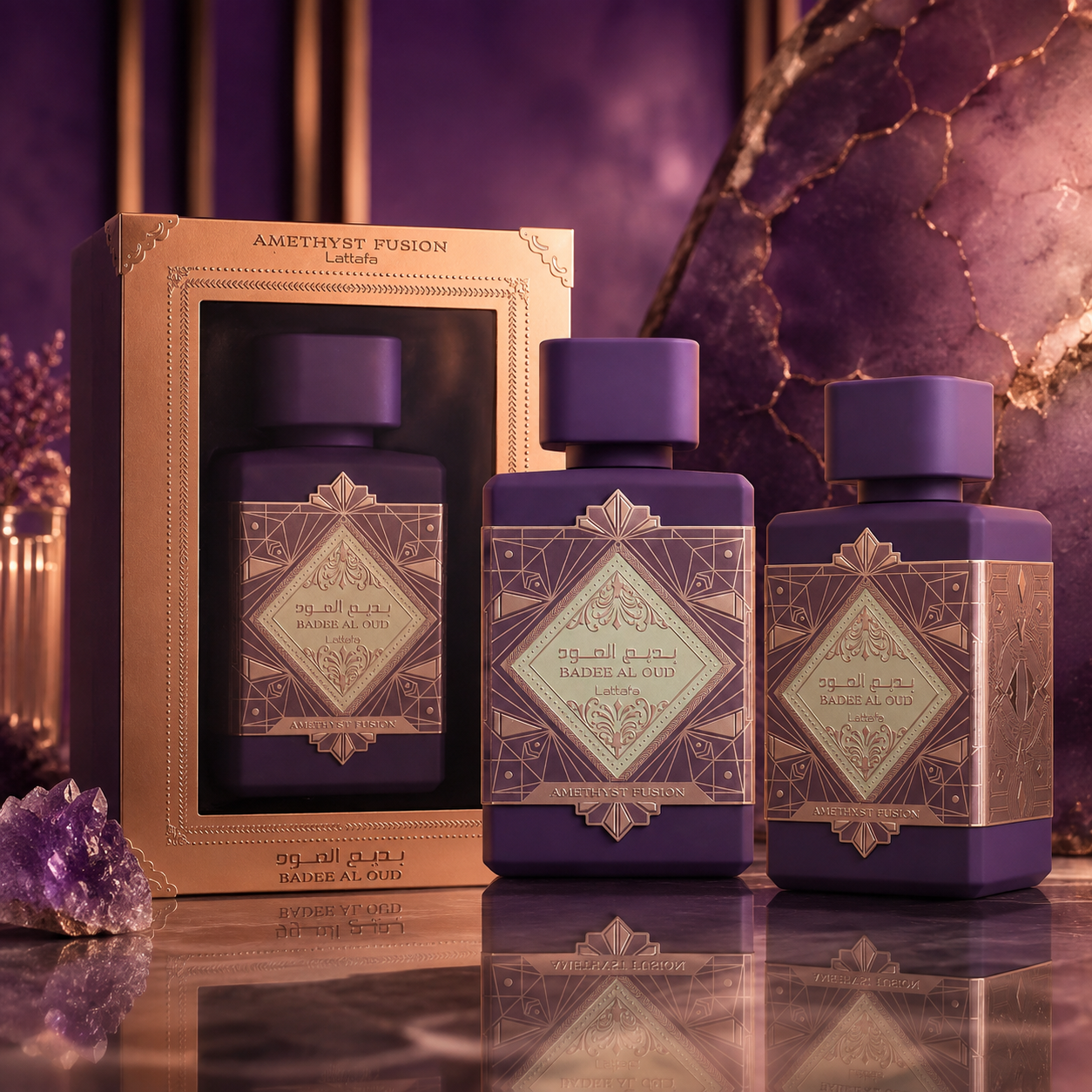 Lattafa Badee Al Oud Amethyst Fusion Eau de Parfum Spray For Unisex 3.4 Ounce