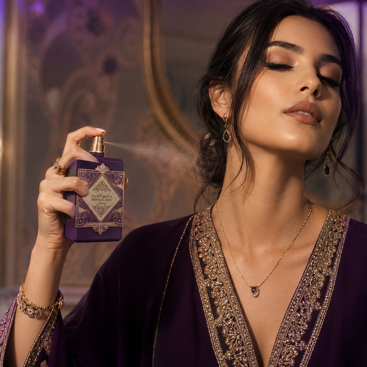Lattafa Badee Al Oud Amethyst Fusion Eau de Parfum Spray For Unisex 3.4 Ounce