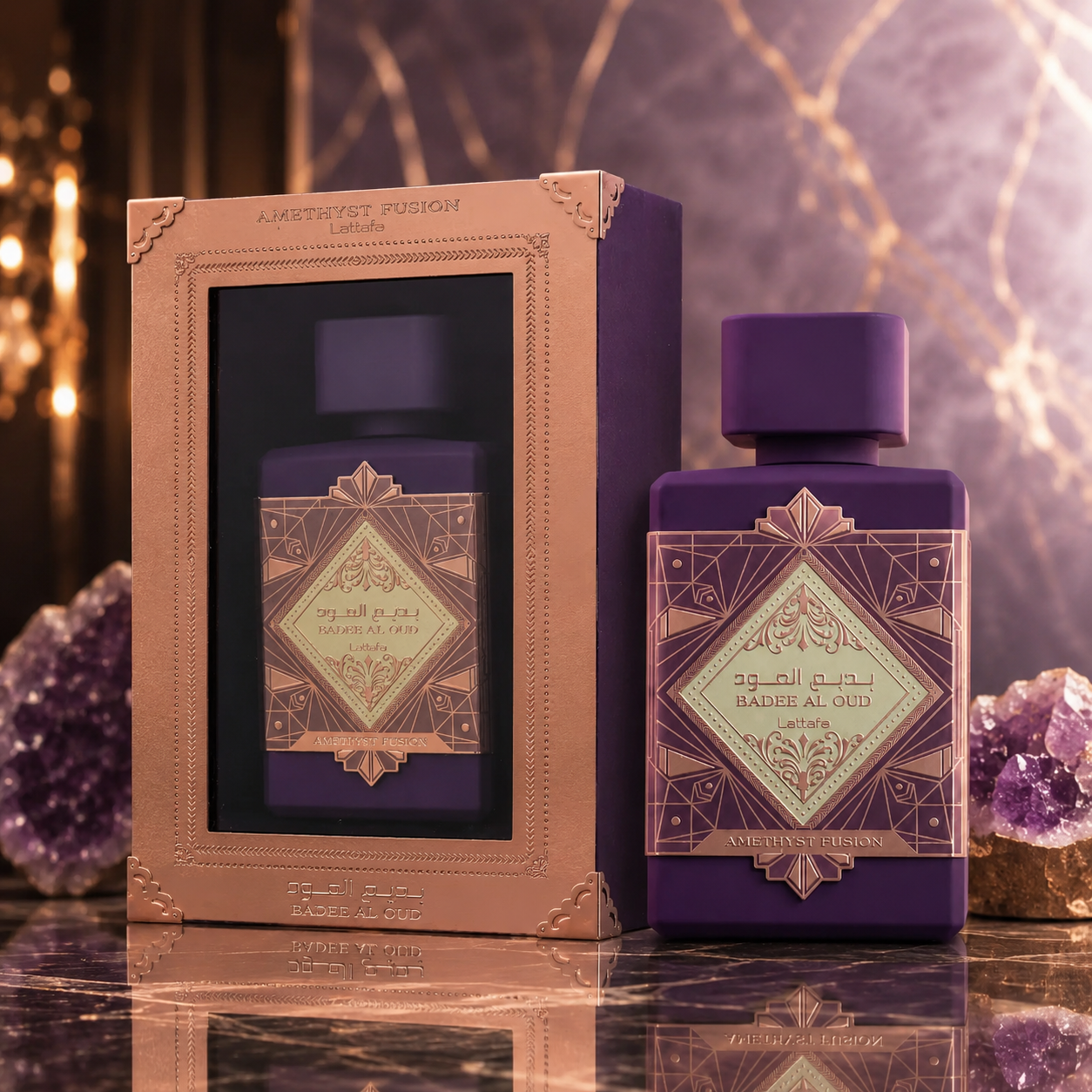Lattafa Badee Al Oud Amethyst Fusion Eau de Parfum Spray For Unisex 3.4 Ounce