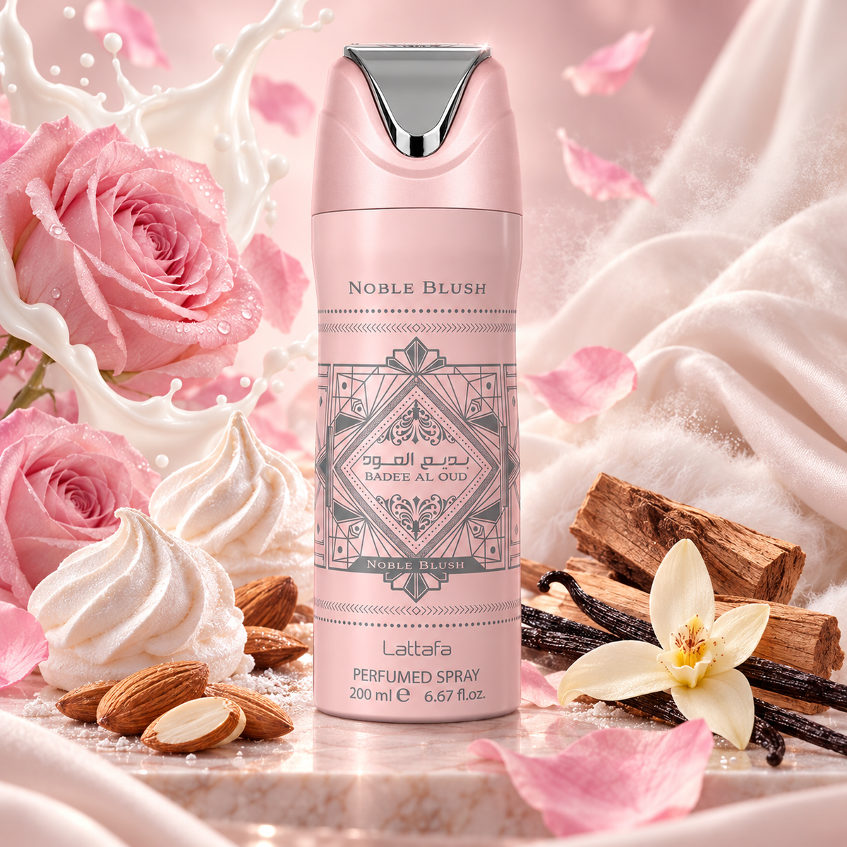 Lattafa Bade'e Al Oud Noble Blush Deodorant Spray for Women, 6.8 Ounce