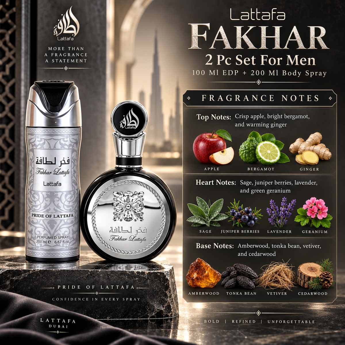 Lattafa Fakhar 2-Piece Gift Set for Unisex