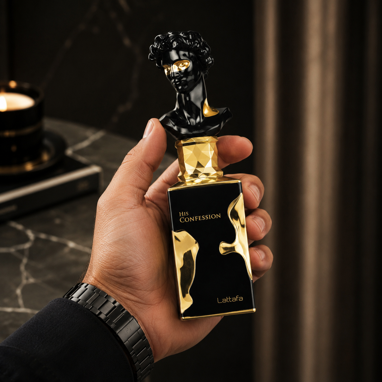 Lattafa His Confession for Men Eau de Parfum Spray, 3.4 Ounce