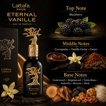 Lattafa Pride Eternal Vanille Eau de Parfum Spray For Unisex 3.4 Ounce