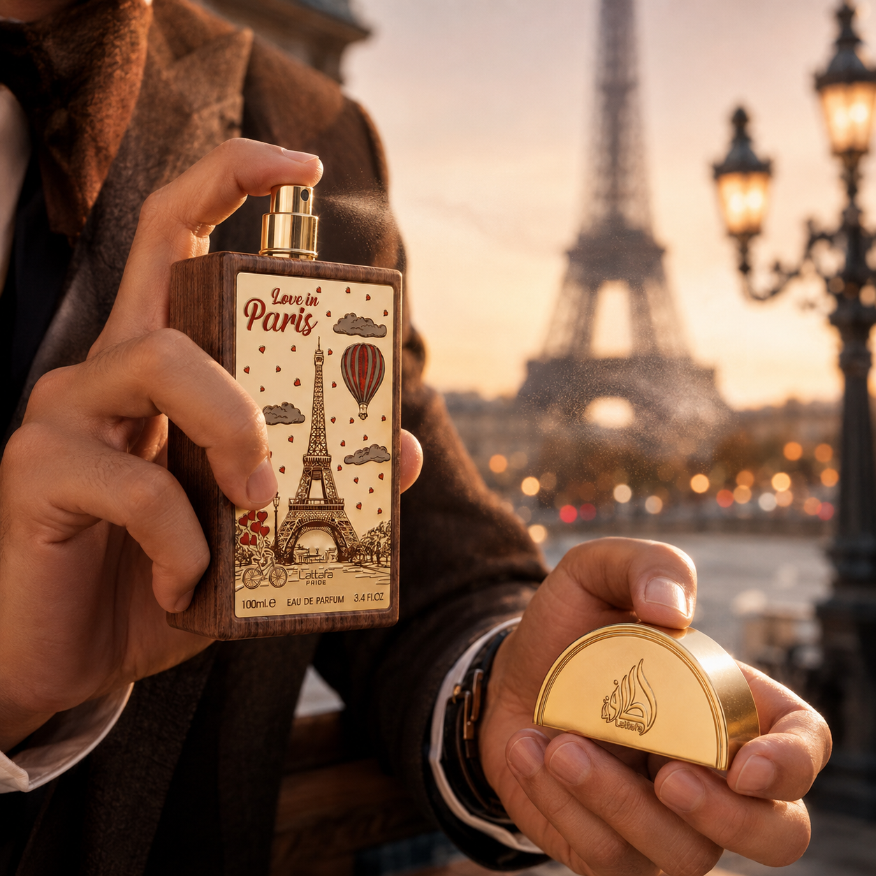 Lattafa Pride Love In Paris Eau de Parfum Spray For Unisex 3.4 Ounce