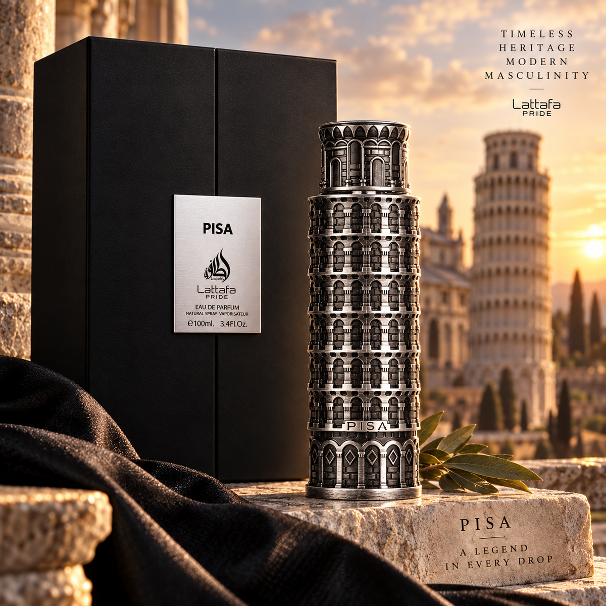 Lattafa Pride Pisa Eau de Parfum Spray for Men, 3.4 Ounce