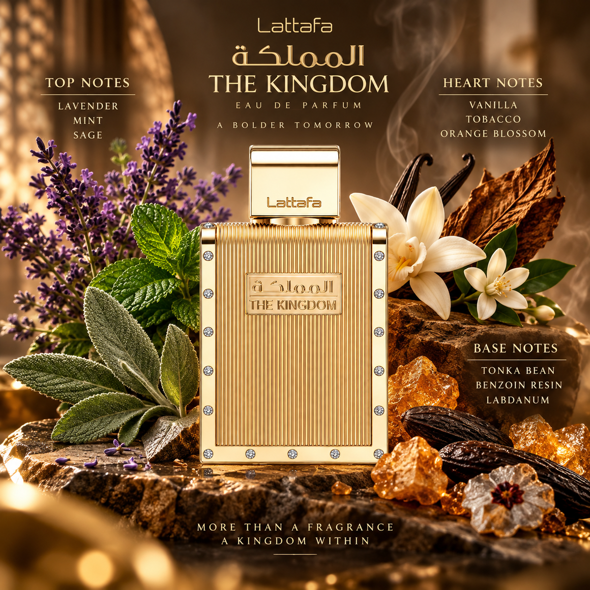 Lattafa The Kingdom Eau de Parfum for Men, 3.4 Ounce