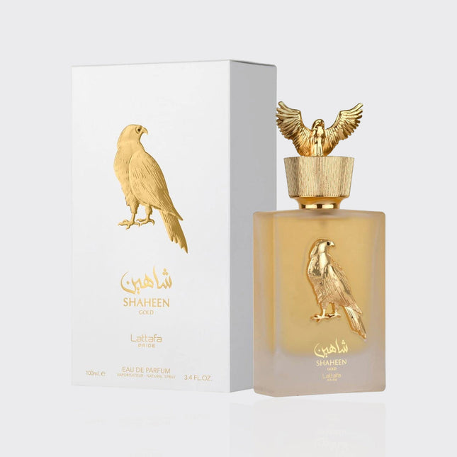 Lattafa Shaheen Gold for Unisex Eau de Parfum Spray, 3.4 Ounce
