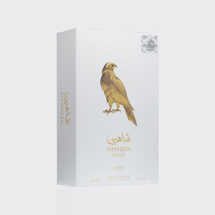 Lattafa Shaheen Gold for Unisex Eau de Parfum Spray, 3.4 Ounce