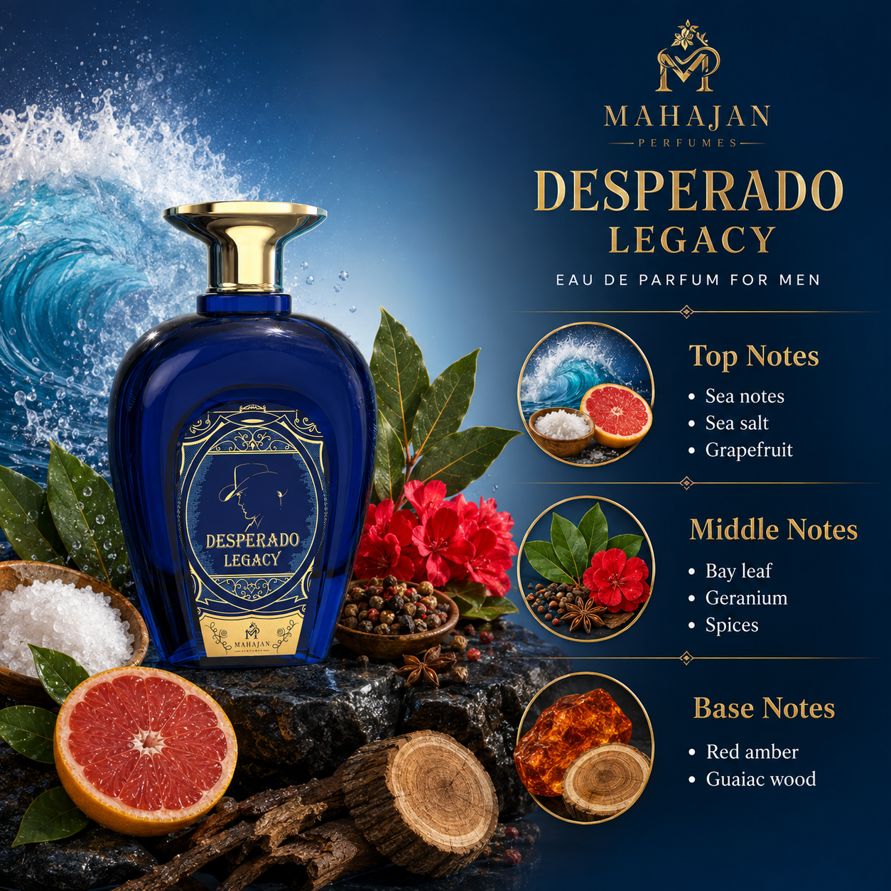Mahajan Desperado Legacy Eau de Parfum for Men 3.4 Ounce
