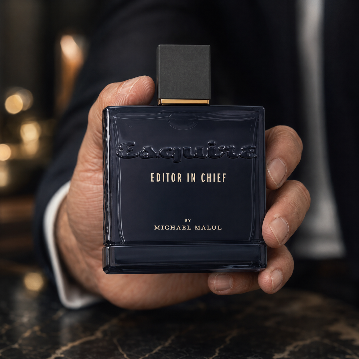 Michael Malul Esquire Editor In Chief men's perfume in a warm spicy luxury fragrance setting