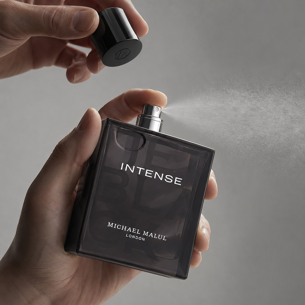 Michael Malul Jet Black Intense fragrance notes with apple, wild mint, lavender, juniper, vetiver, patchouli and suede