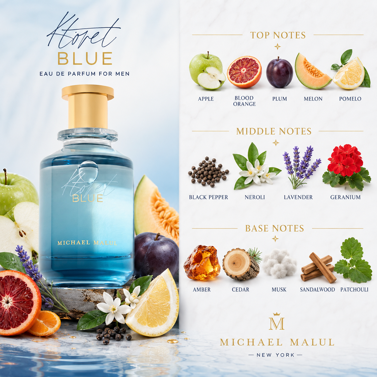 Michael Malul Ktoret 140 Blue Eau de Parfum for Men 3.4 Ounce