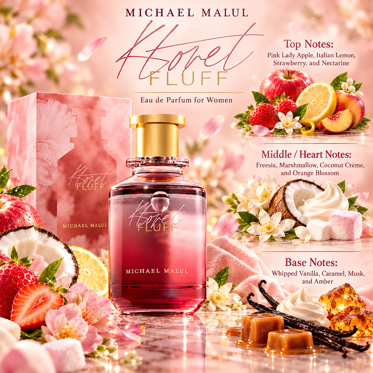 Michael Malul Ktoret Fluff Eau de Parfum for Women 3.4 Ounce
