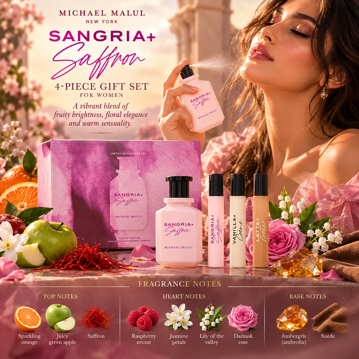 Michael Malul Sangria+Saffron 4-Piece Gift Set for Women
